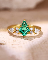 LEONORA Kite Emerald Diamonds Vintage Engagement Ring